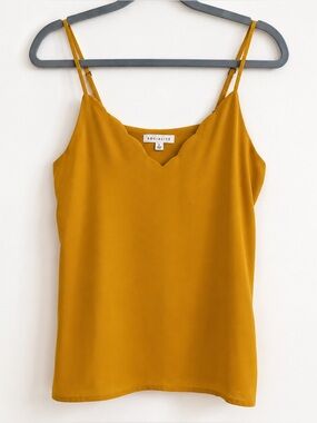 Socialite Mustard Yellow Scallop Trim Cami Tank